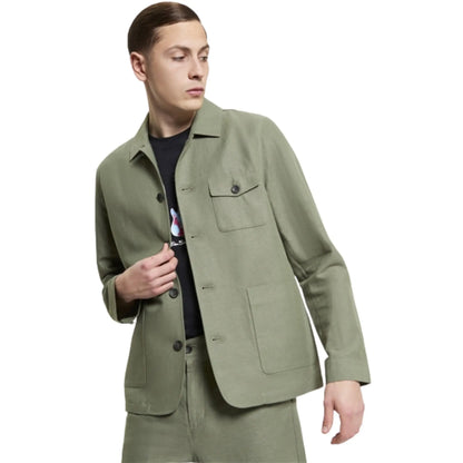 Buy Ben Sherman Linen Cotton Chore Jacket - Olive | Harrington Jacketss at Woven Durham