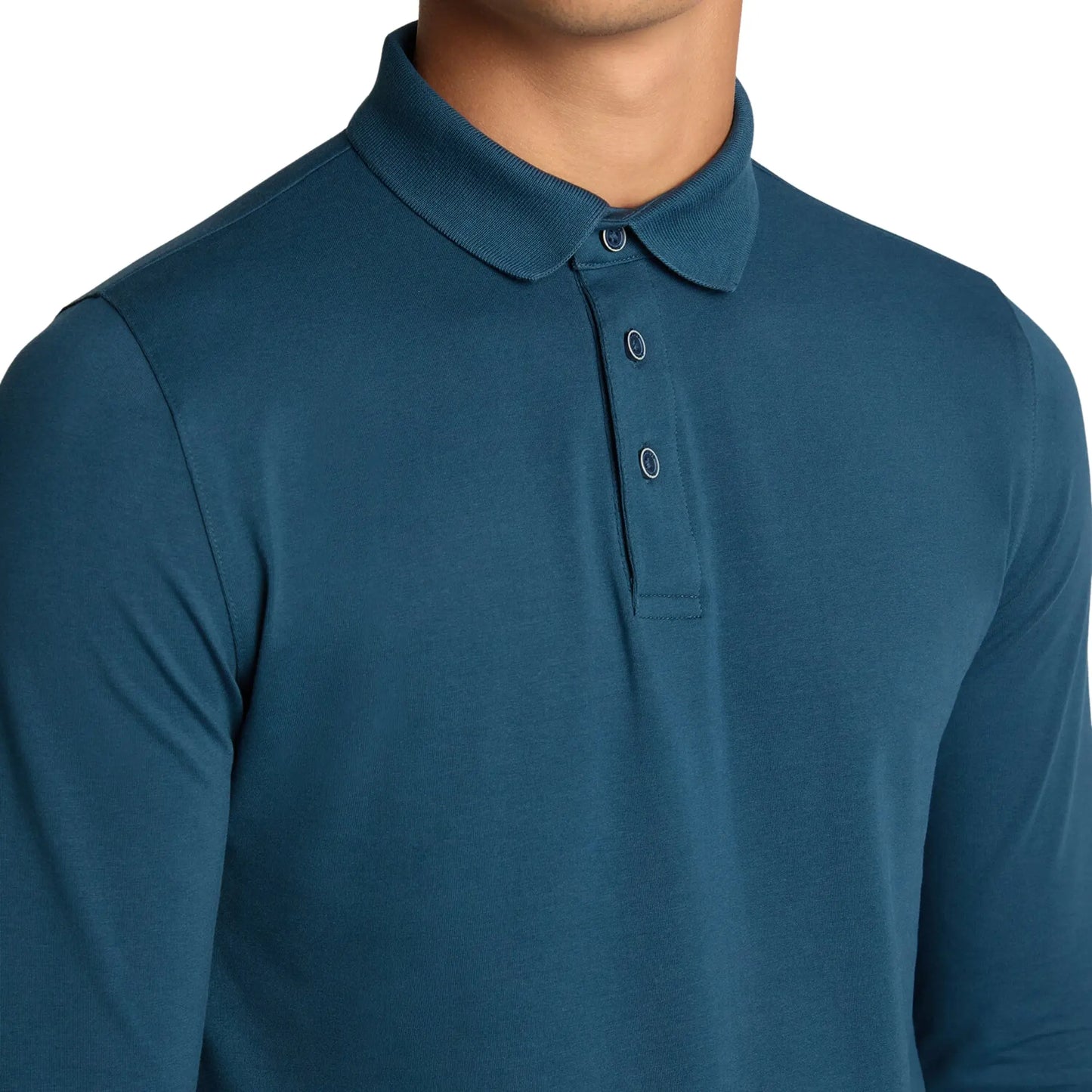 Buy Remus Uomo Long Sleeve 3 Button Polo - Green | Long-Sleeved Polo Shirtss at Woven Durham