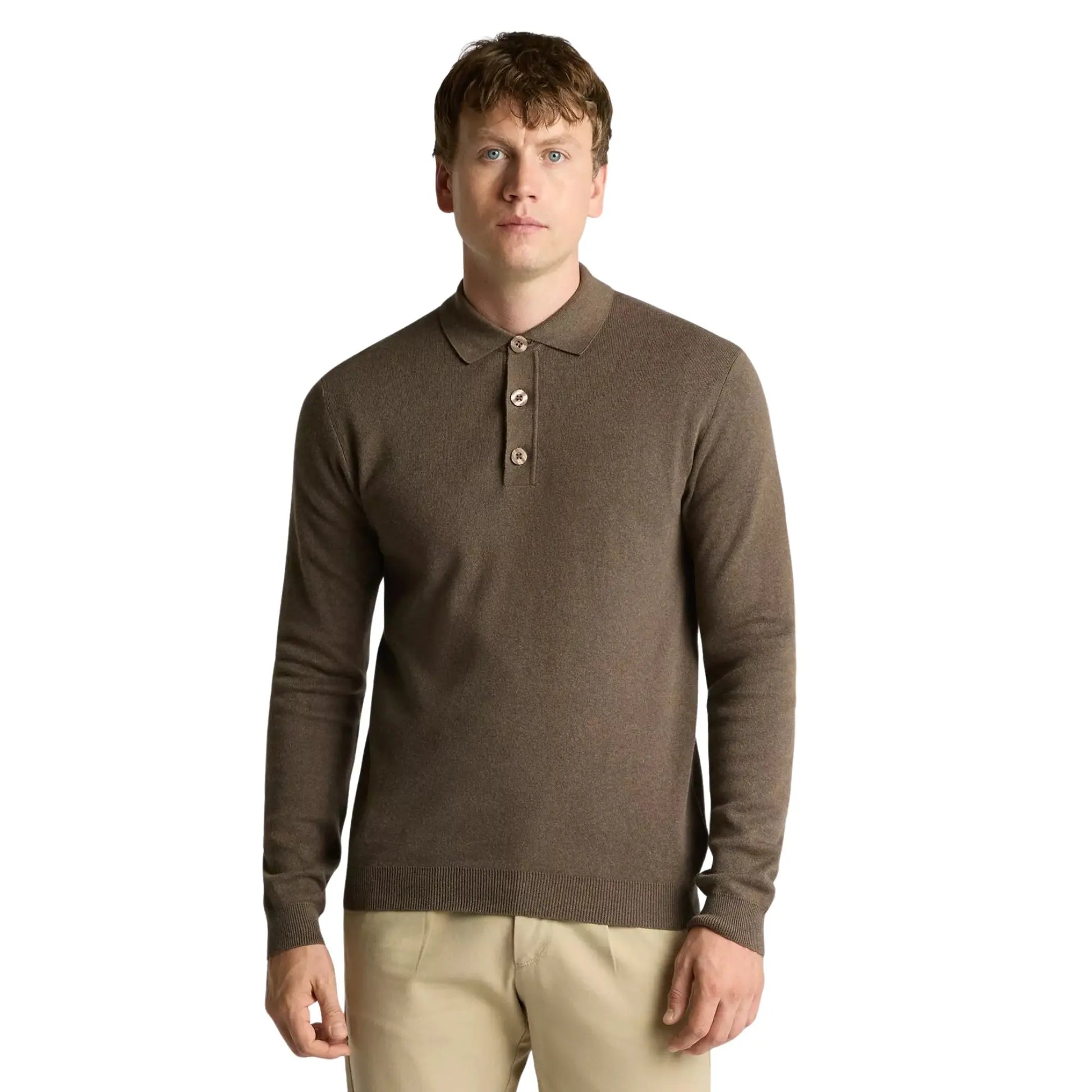 Buy Remus Uomo Long Sleeve Polo - Brown | Long-Sleeved Polo Shirtss at Woven Durham