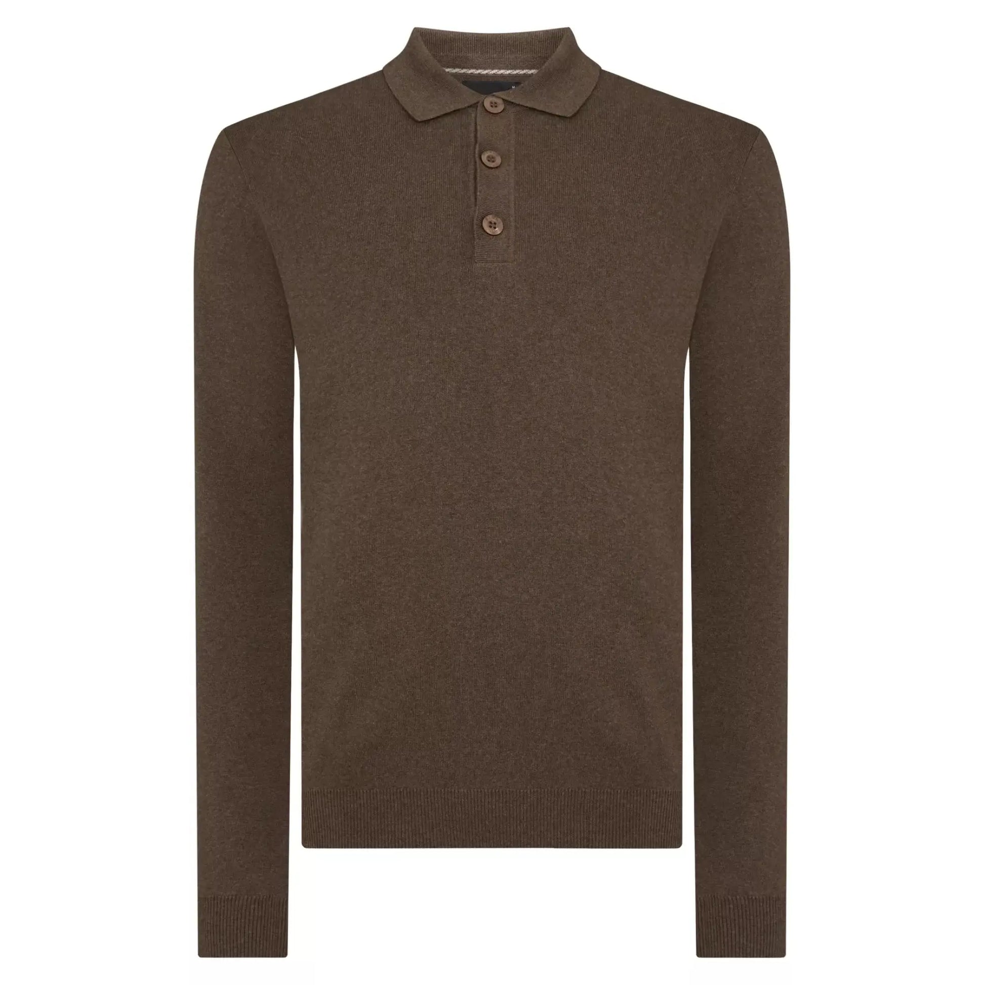 Buy Remus Uomo Long Sleeve Polo - Brown | Long-Sleeved Polo Shirtss at Woven Durham