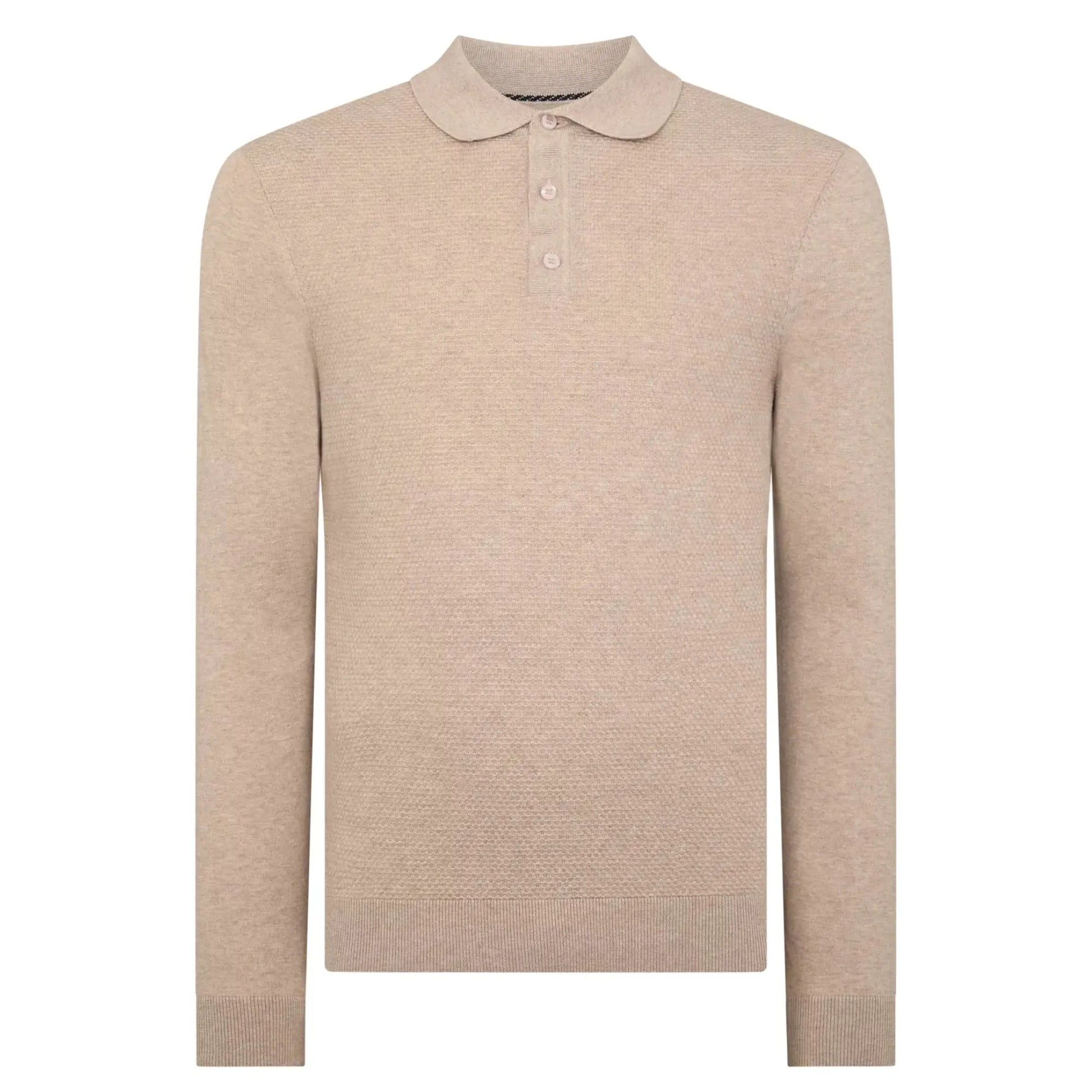 Buy Remus Uomo Long Sleeve Polo - Stone | Long-Sleeved Polo Shirtss at Woven Durham
