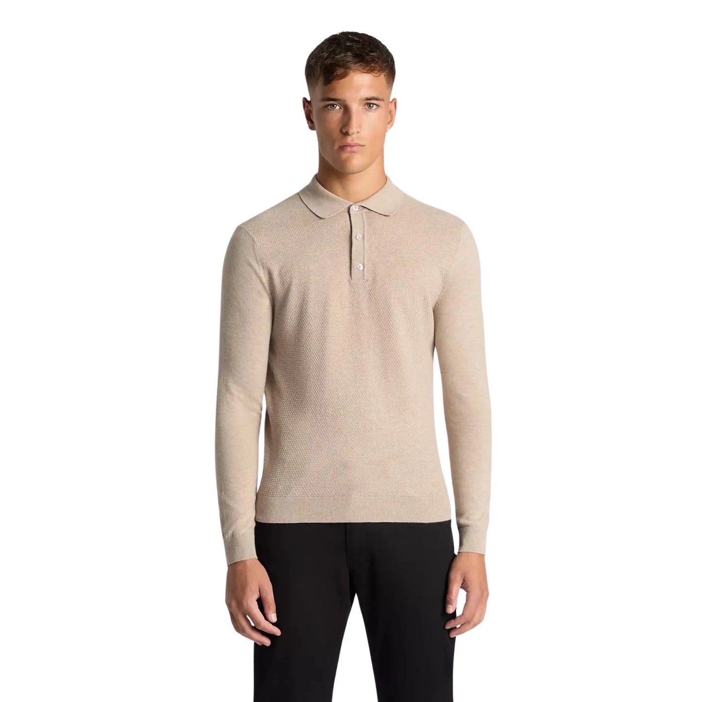 Buy Remus Uomo Long Sleeve Polo - Stone | Long-Sleeved Polo Shirtss at Woven Durham