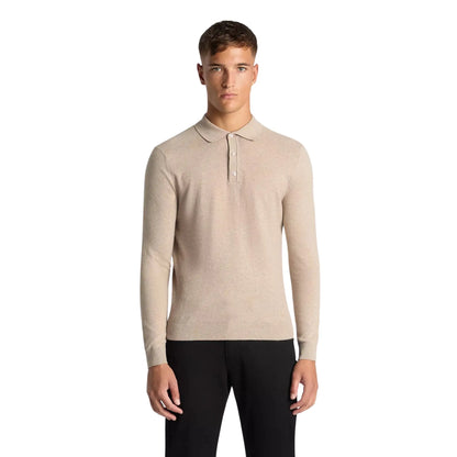 Buy Remus Uomo Long Sleeve Polo - Stone | Long-Sleeved Polo Shirtss at Woven Durham