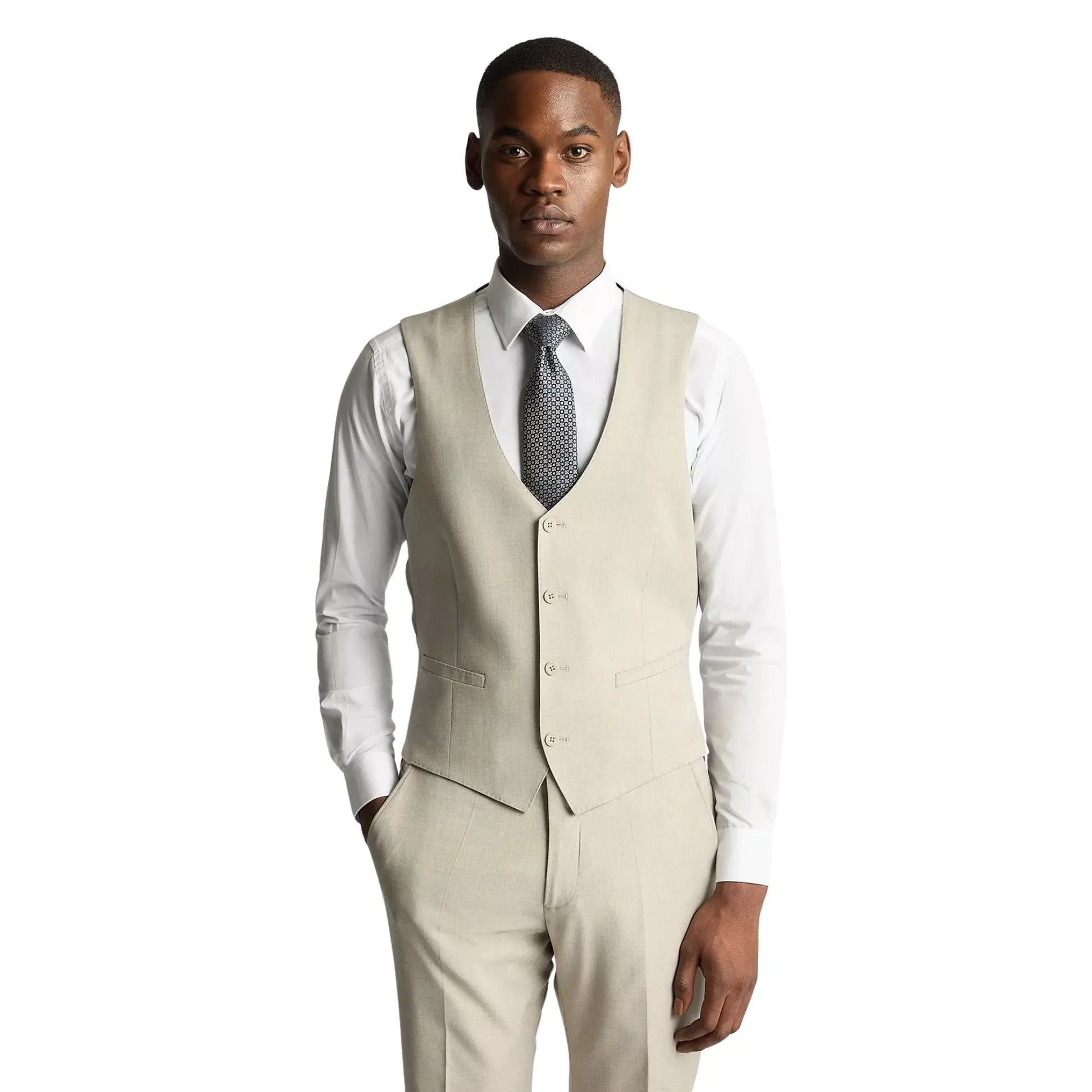 Buy Remus Uomo Mario Waistcoat - Stone | Suit Waistcoatss at Woven Durham