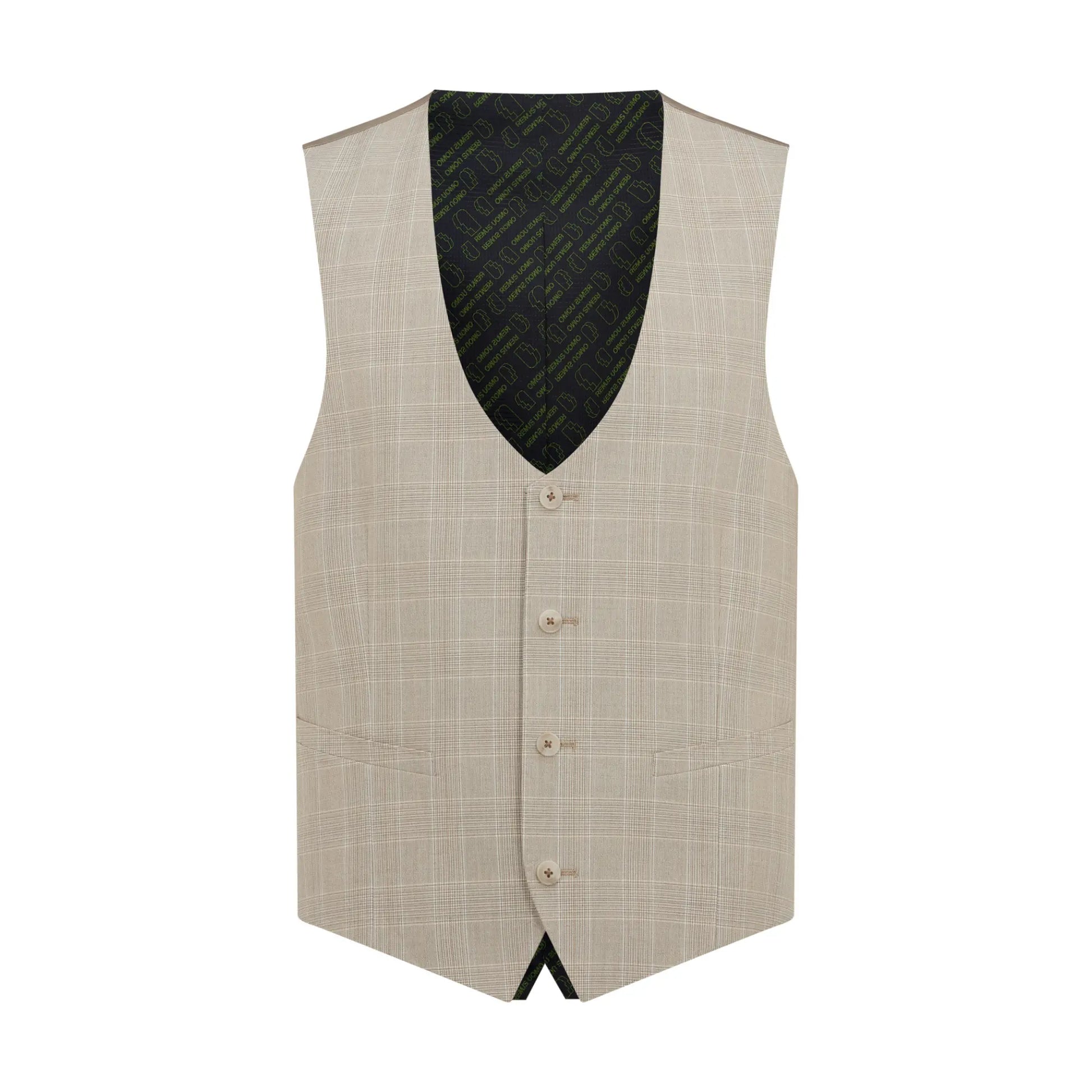 Buy Remus Uomo Matteo Check Suit Waistcoat - Stone | Suit Waistcoatss at Woven Durham