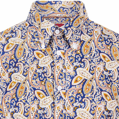 Buy Merc London Meldon Paisley Shirt - Navy | Long-Sleeved Shirtss at Woven Durham