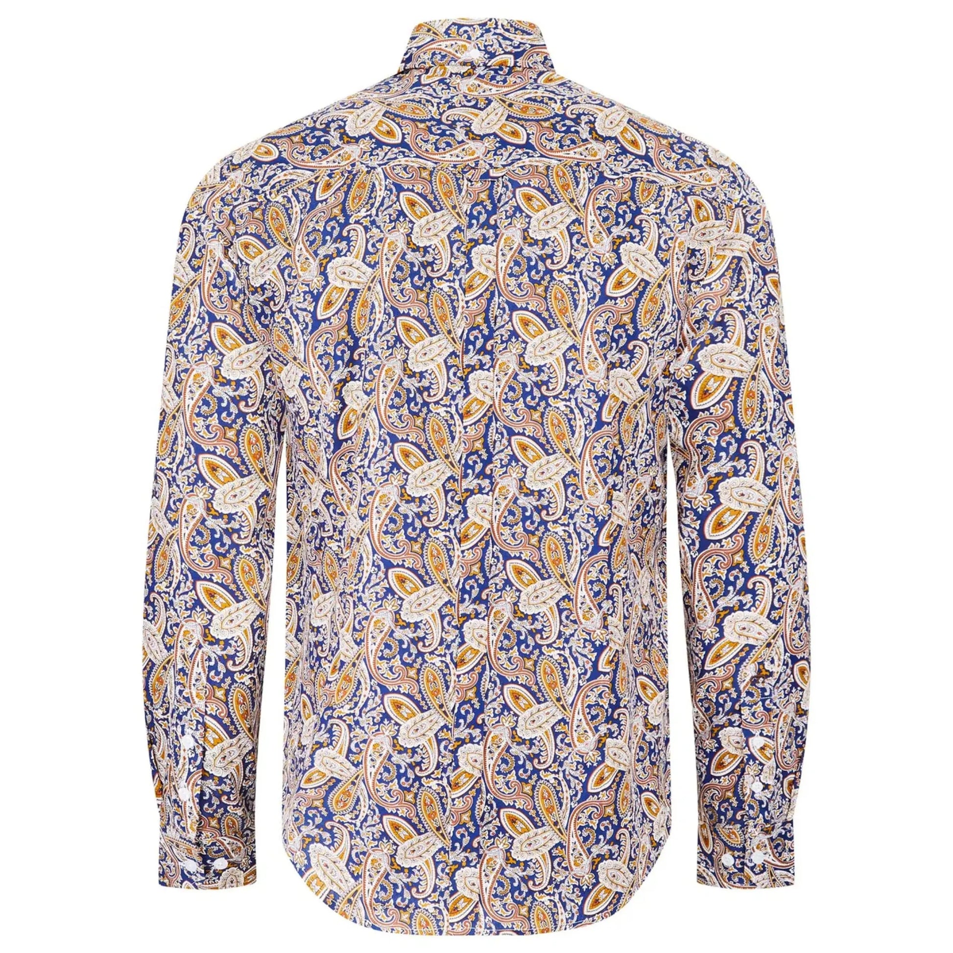 Buy Merc London Meldon Paisley Shirt - Navy | Long-Sleeved Shirtss at Woven Durham