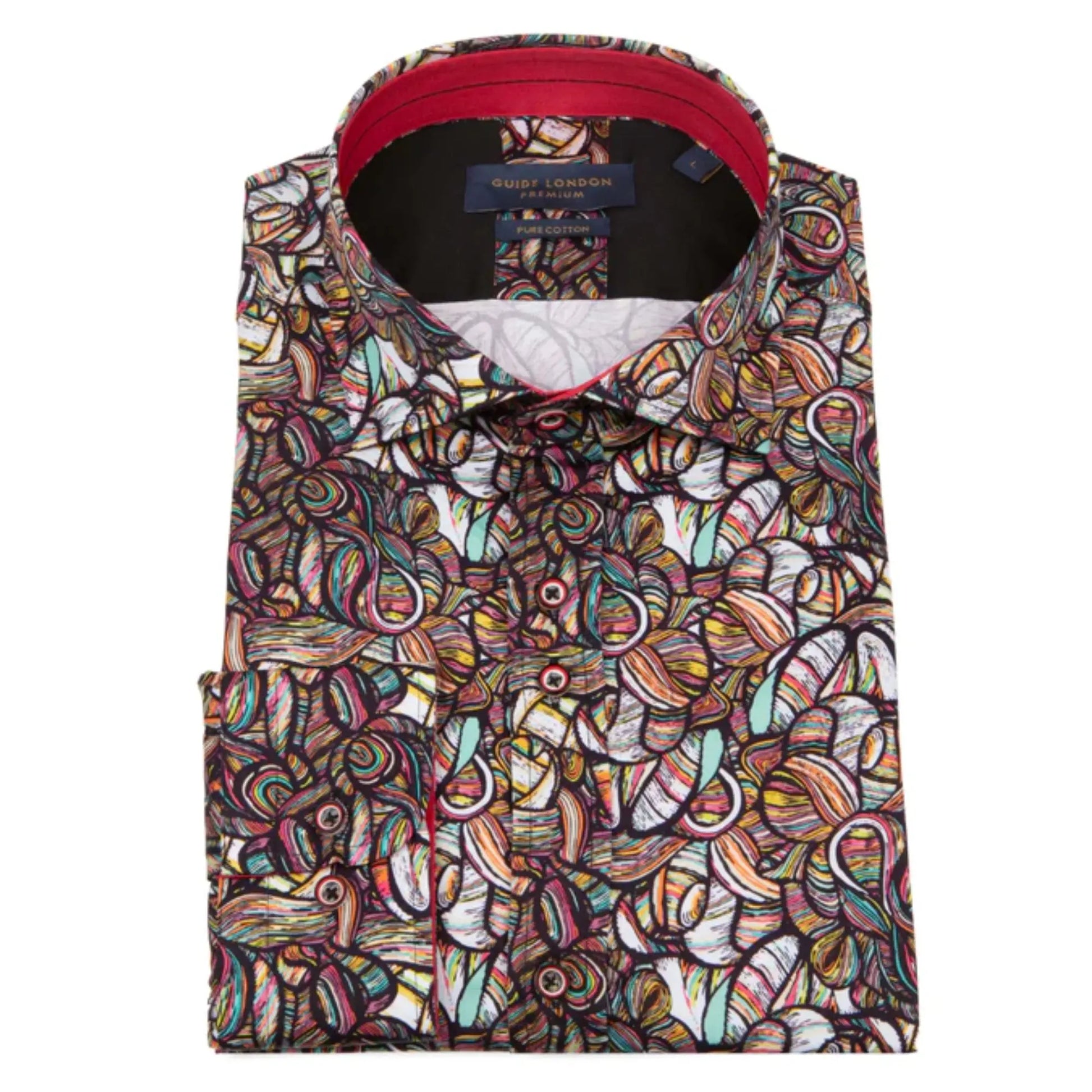 Buy Guide London Abstract Stain Glass Print Shirt - Pink / Multi | Long-Sleeved Shirtss at Woven Durham