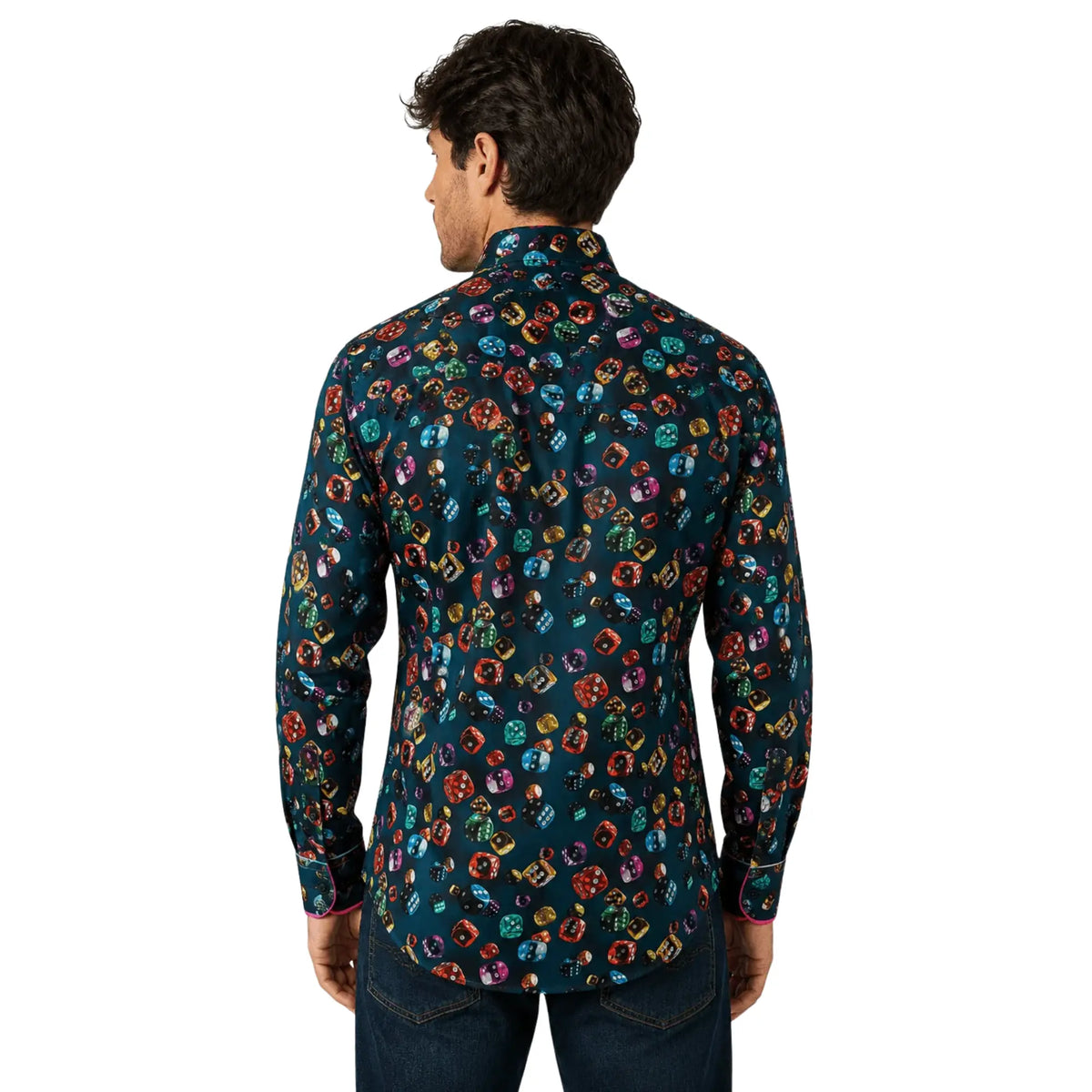 Buy Claudio Lugli Navy Dice Print Long Sleeve Shirt | Long-Sleeved Shirtss at Woven Durham