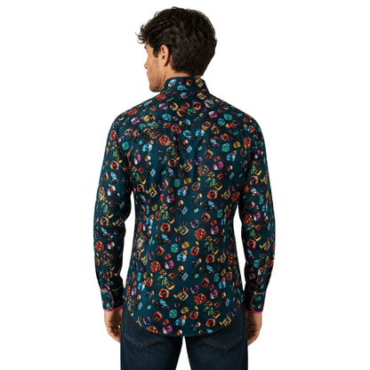 Buy Claudio Lugli Navy Dice Print Long Sleeve Shirt | Long-Sleeved Shirtss at Woven Durham