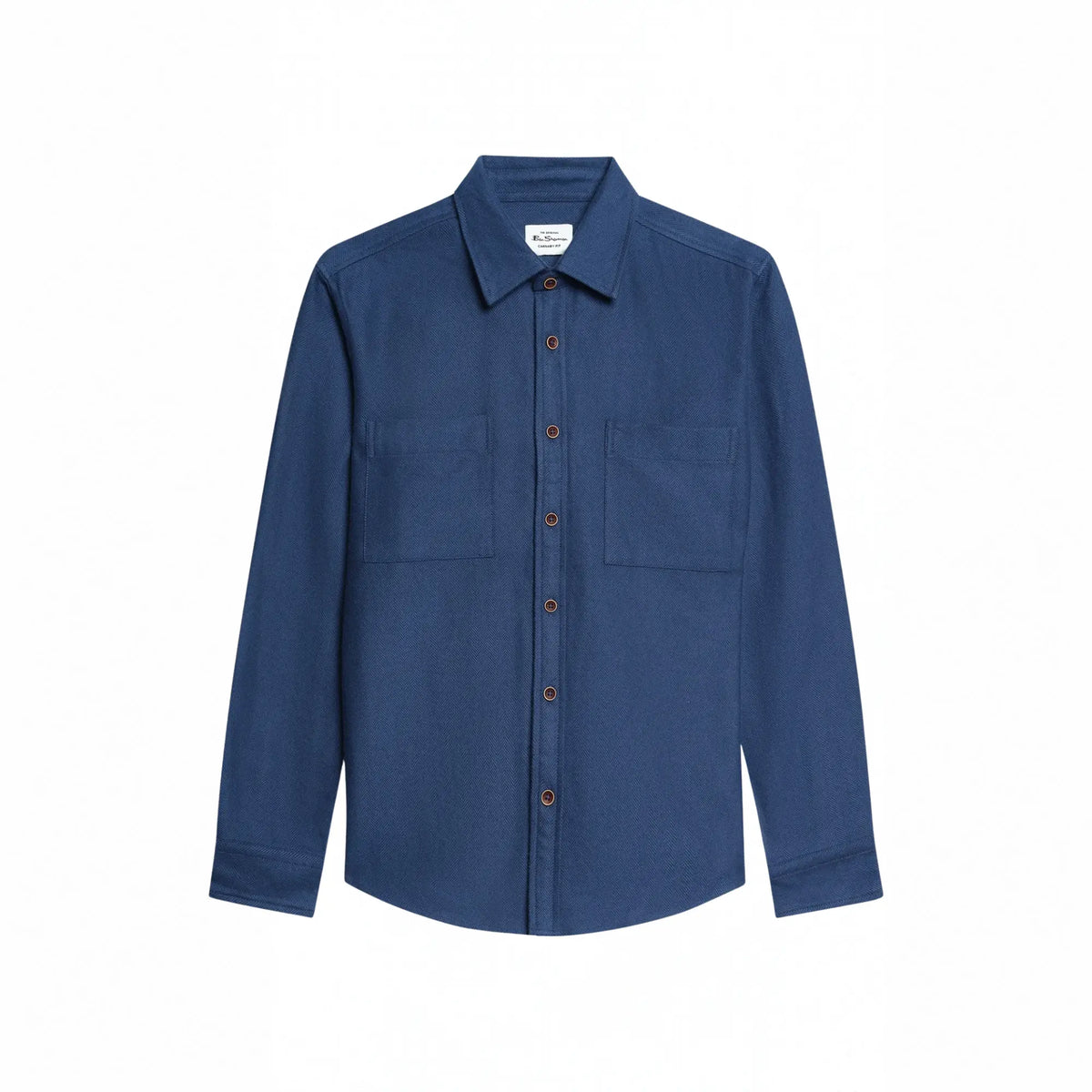 Buy Ben Sherman Navy Long Sleeve Brushed Herringbone Overshirt | Overshirtss at Woven Durham