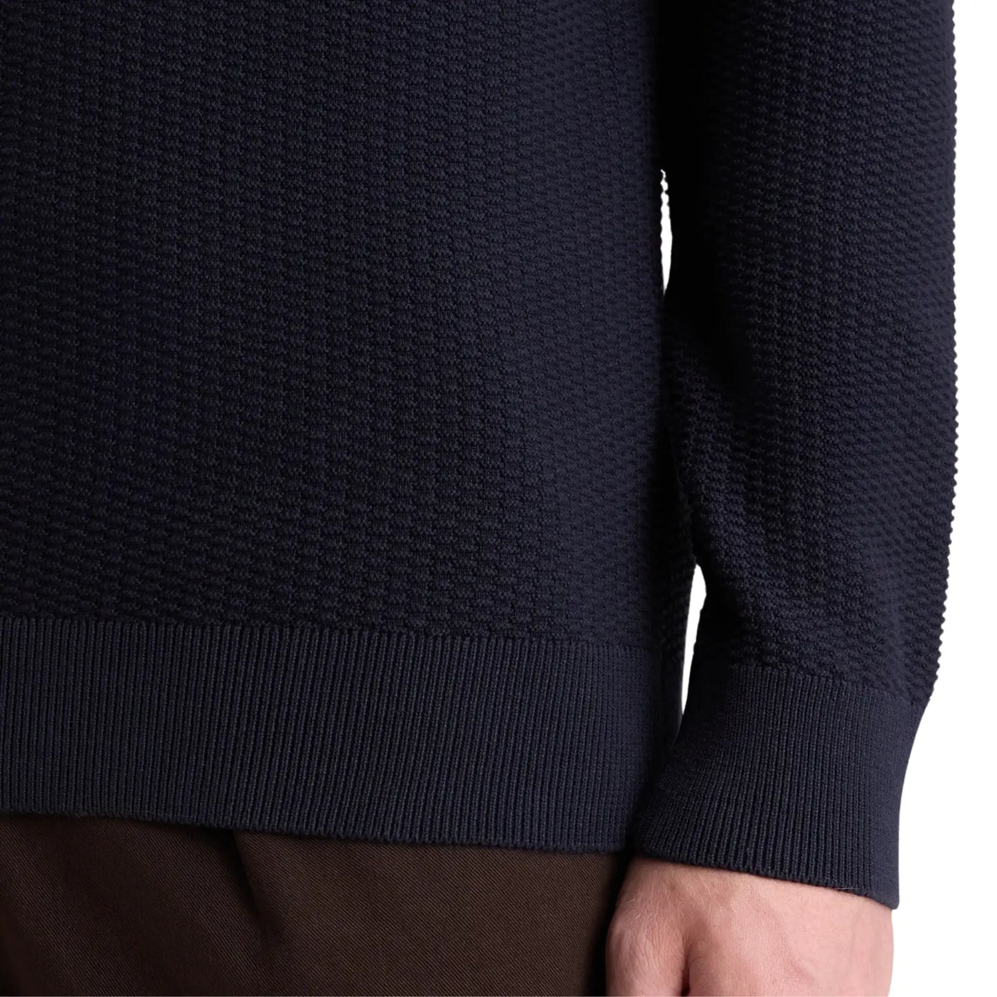 Buy Remus Uomo Navy Micro Texture Cotton Jumper | Crew-Neck Jumperss at Woven Durham