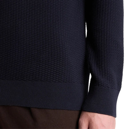 Buy Remus Uomo Navy Micro Texture Cotton Jumper | Crew-Neck Jumperss at Woven Durham