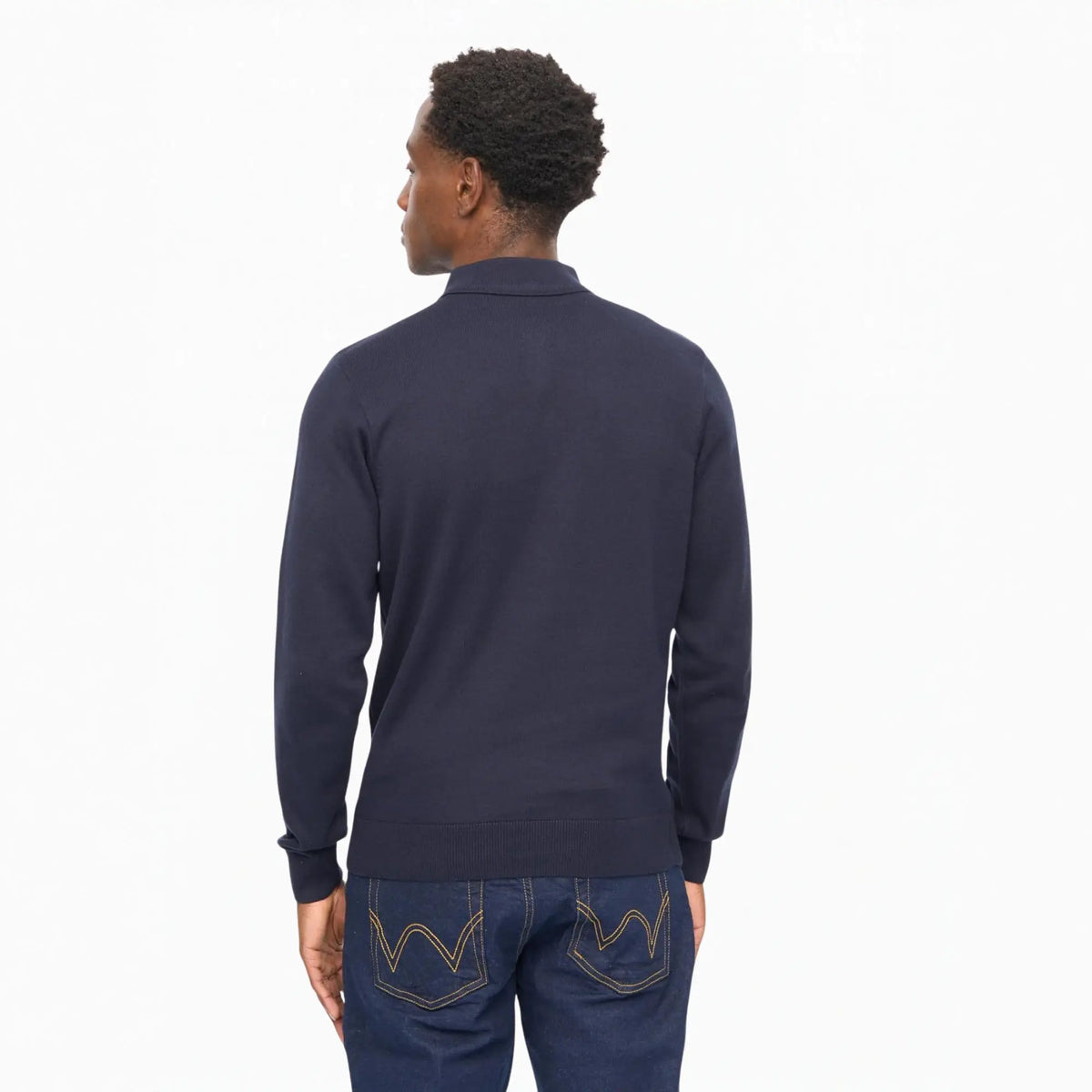 Buy Gabicci Vintage Navy Searle Striped Long Sleeve Knitted Polo | Long-Sleeved Polo Shirtss at Woven Durham