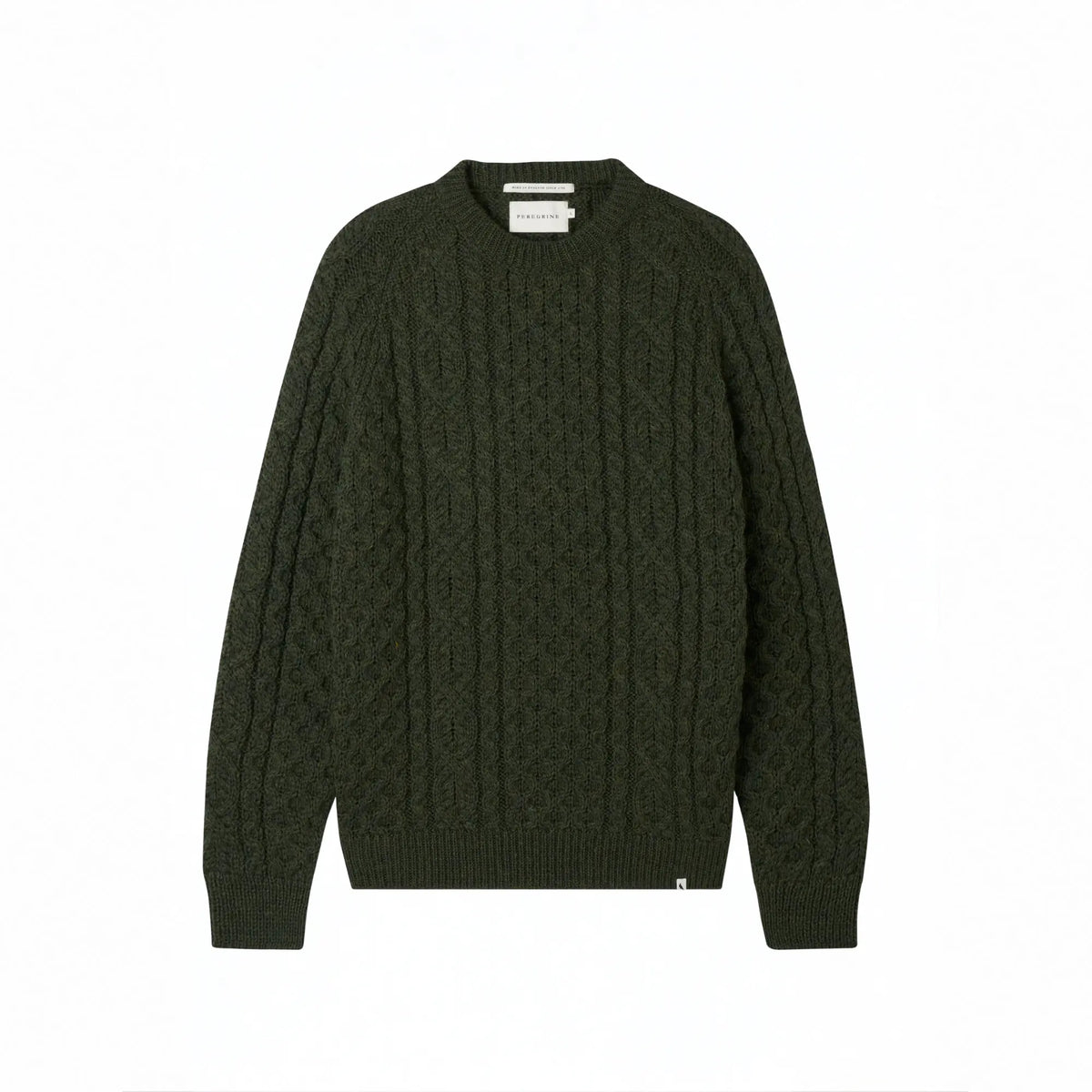 Buy Peregrine Olive Hudson Chunky Crew-Neck Jumper | Crew-Neck Jumperss at Woven Durham