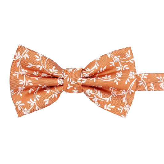 Buy L.A. Smith Orange Leafy Floral Bow Tie | Pre-Tied Bow Tiess at Woven Durham