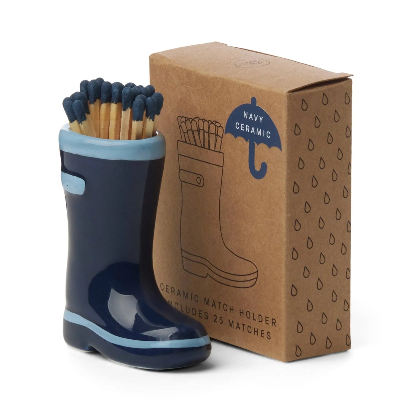 Buy Designworks Collective Paddywax Wellington Boot Holder with 25 Matches - Navy Blue | s at Woven Durham