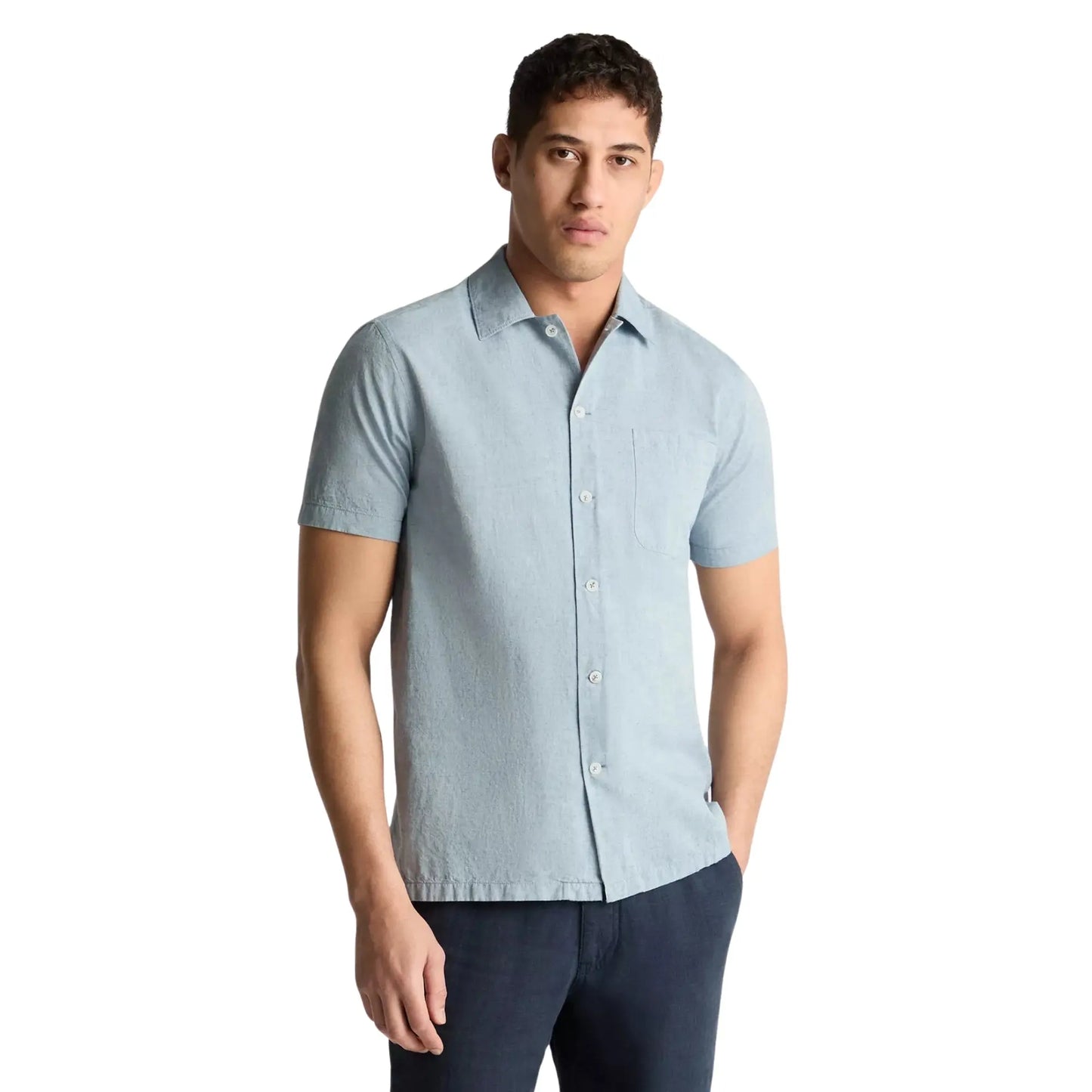 Buy Remus Uomo Paolo Denim Short Sleeve Shirt - Blue | Short-Sleeved Shirtss at Woven Durham
