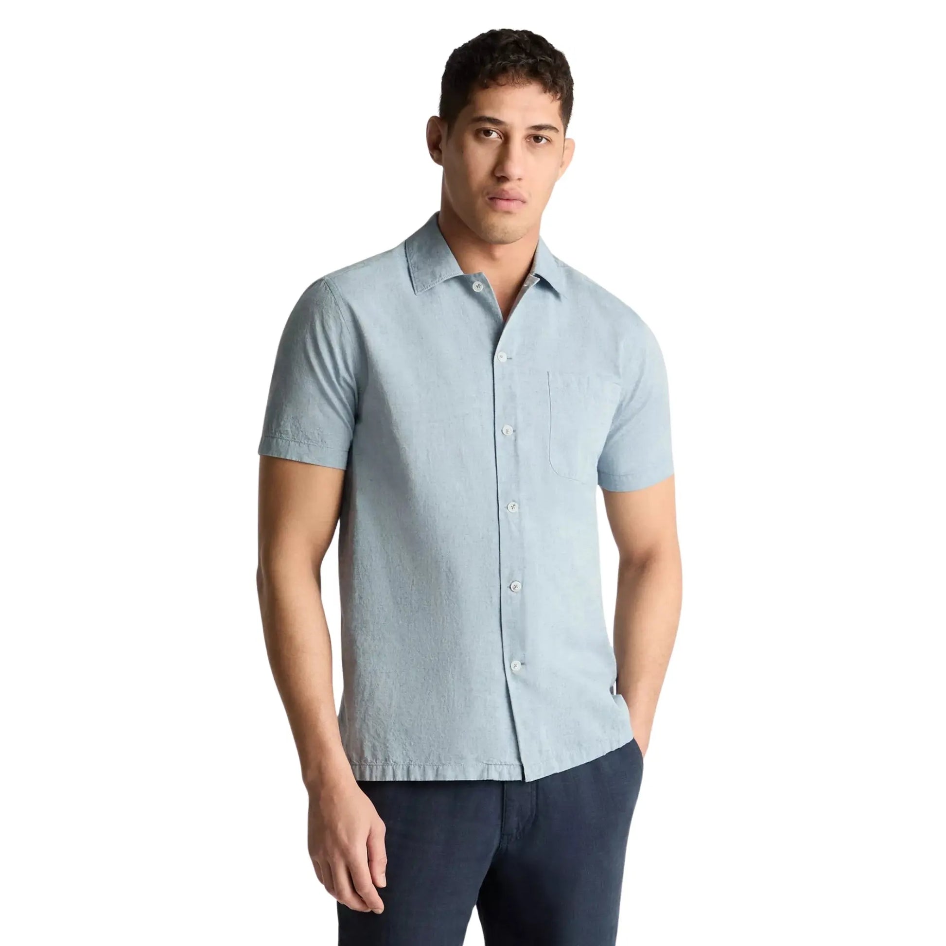 Buy Remus Uomo Paolo Denim Short Sleeve Shirt - Blue | Short-Sleeved Shirtss at Woven Durham