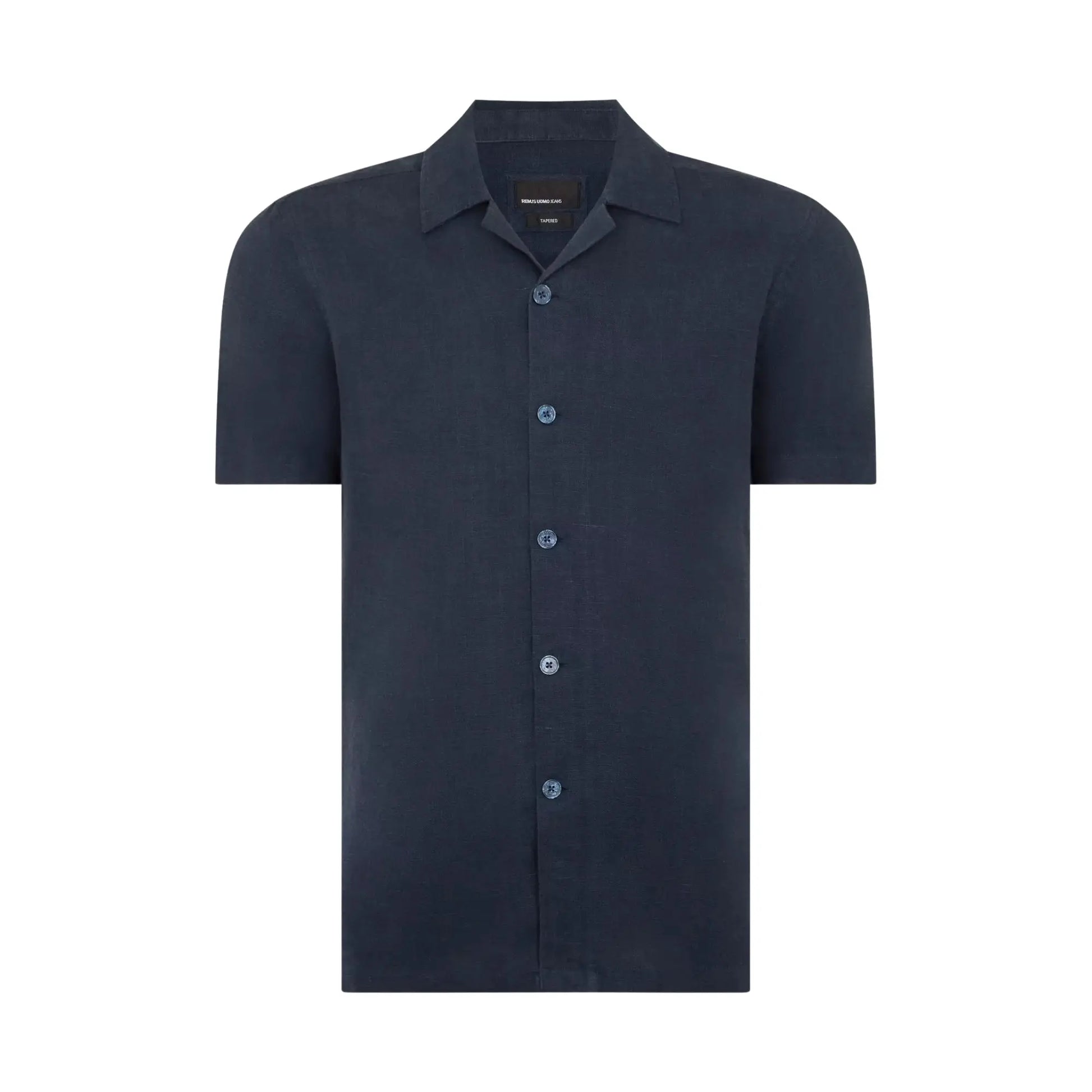 Buy Remus Uomo Paolo Linen Short Sleeve Shirt - Navy | Short-Sleeved Shirtss at Woven Durham