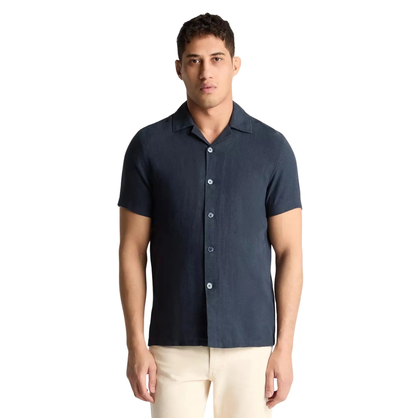 Buy Remus Uomo Paolo Linen Short Sleeve Shirt - Navy | Short-Sleeved Shirtss at Woven Durham