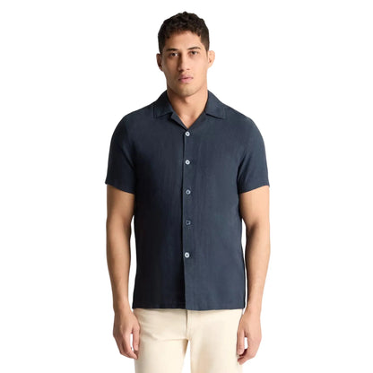 Buy Remus Uomo Paolo Linen Short Sleeve Shirt - Navy | Short-Sleeved Shirtss at Woven Durham