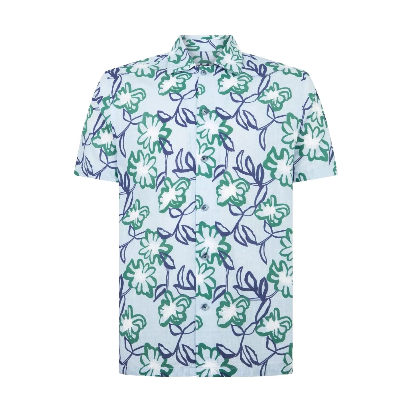 Buy Remus Uomo Paolo Stencil Print Short Sleeve Shirt - Sky Blue | Short-Sleeved Shirtss at Woven Durham
