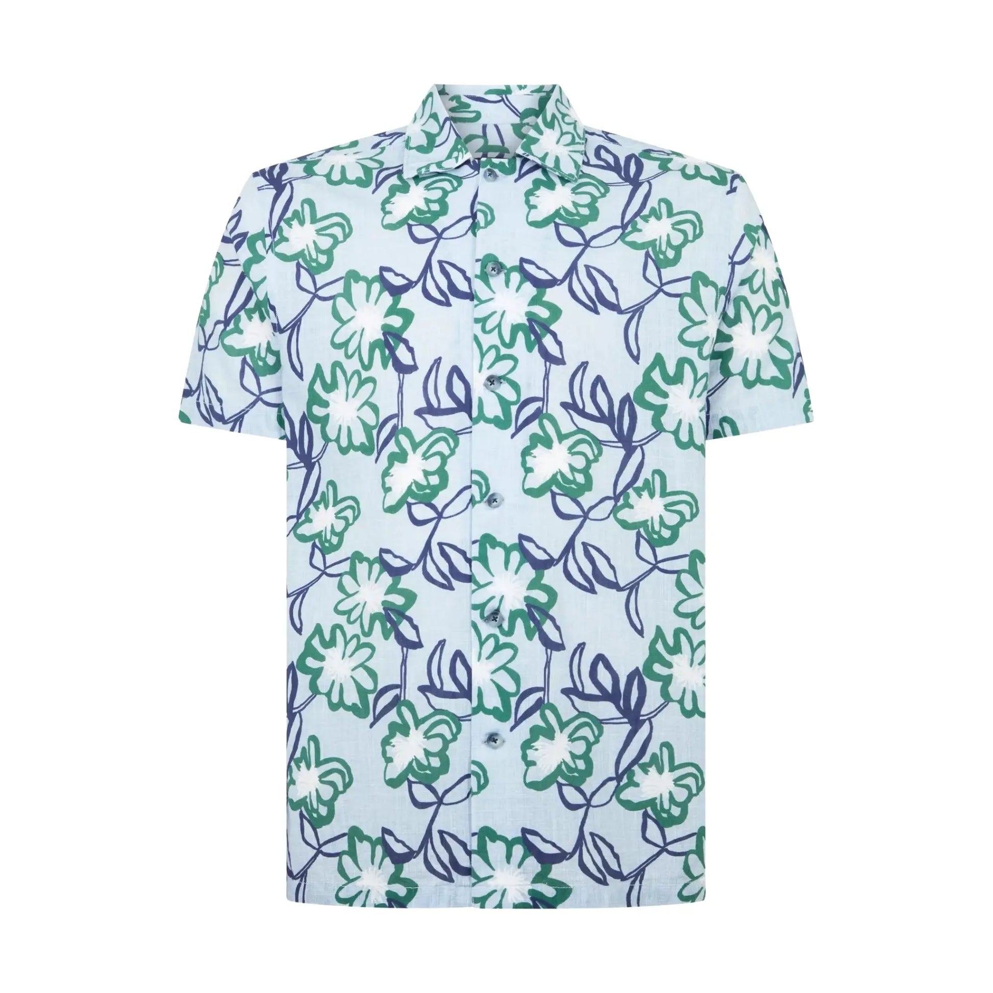 Buy Remus Uomo Paolo Stencil Print Short Sleeve Shirt - Sky Blue | Short-Sleeved Shirtss at Woven Durham
