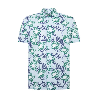 Buy Remus Uomo Paolo Stencil Print Short Sleeve Shirt - Sky Blue | Short-Sleeved Shirtss at Woven Durham