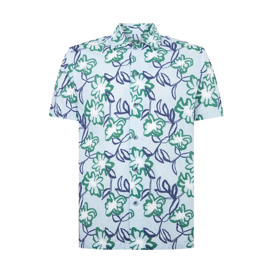 Buy Remus Uomo Paolo Stencil Print Short Sleeve Shirt - Sky Blue | Short-Sleeved Shirtss at Woven Durham
