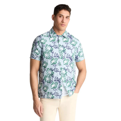 Buy Remus Uomo Paolo Stencil Print Short Sleeve Shirt - Sky Blue | Short-Sleeved Shirtss at Woven Durham