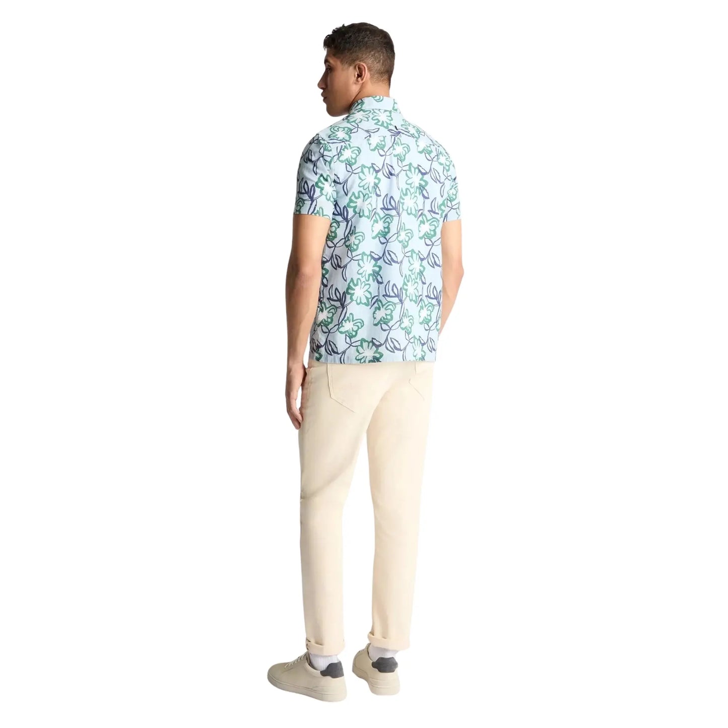 Buy Remus Uomo Paolo Stencil Print Short Sleeve Shirt - Sky Blue | Short-Sleeved Shirtss at Woven Durham