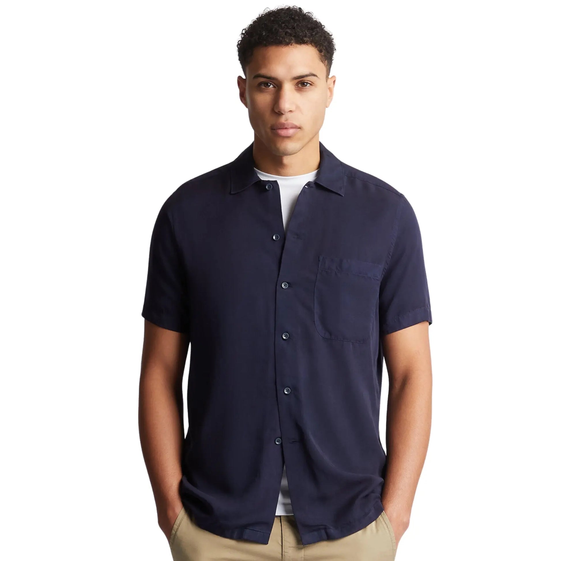 Buy Remus Uomo Paolo Tapered Short Sleeve Shirt - Navy | Short-Sleeved Shirtss at Woven Durham