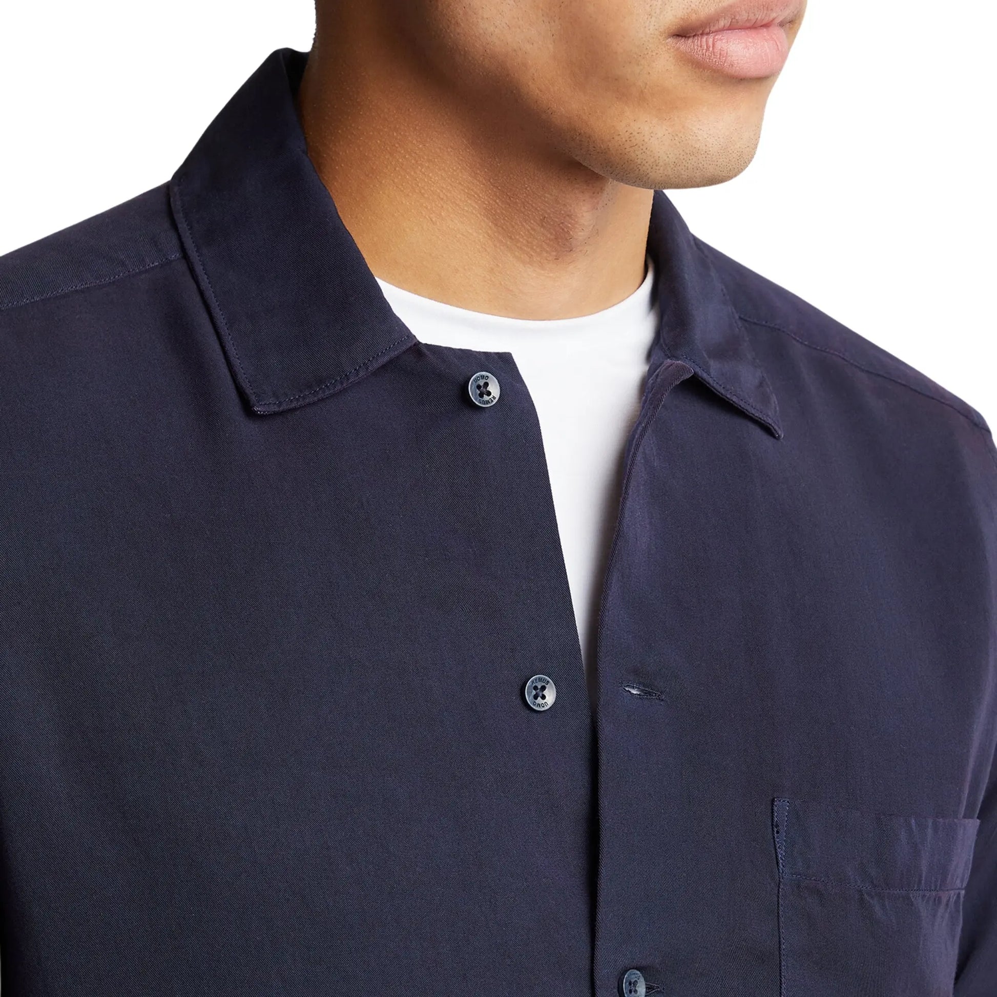 Buy Remus Uomo Paolo Tapered Short Sleeve Shirt - Navy | Short-Sleeved Shirtss at Woven Durham