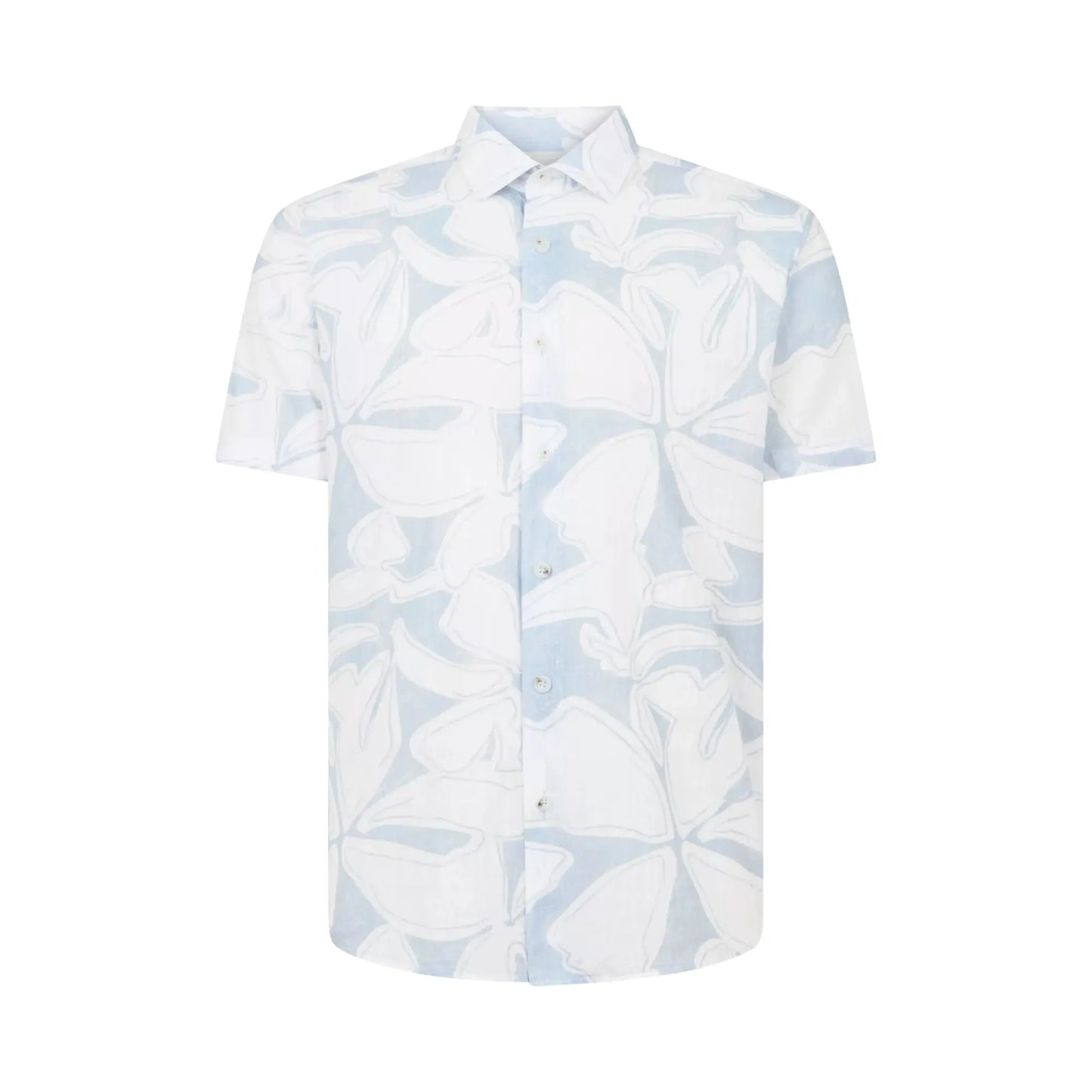 Buy Remus Uomo Parker Print Short Sleeve Shirt - Light Blue | Short-Sleeved Shirtss at Woven Durham