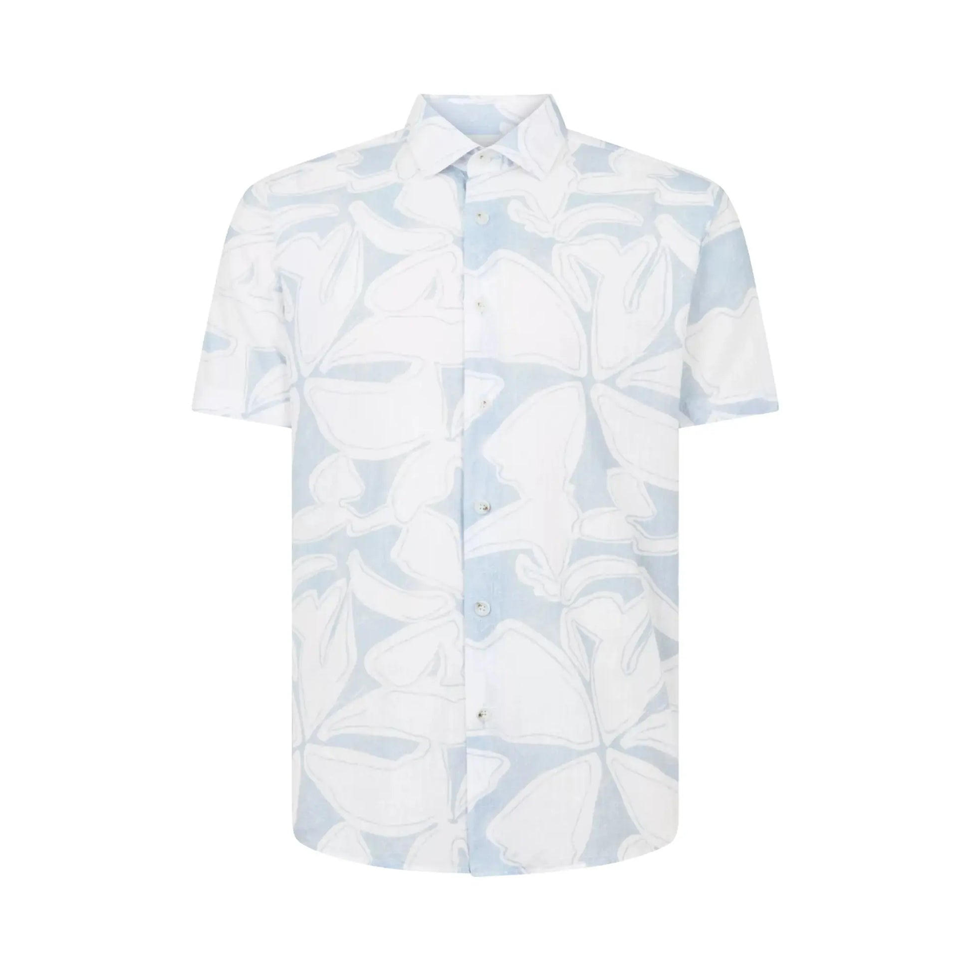 Buy Remus Uomo Parker Print Short Sleeve Shirt - Light Blue | Short-Sleeved Shirtss at Woven Durham