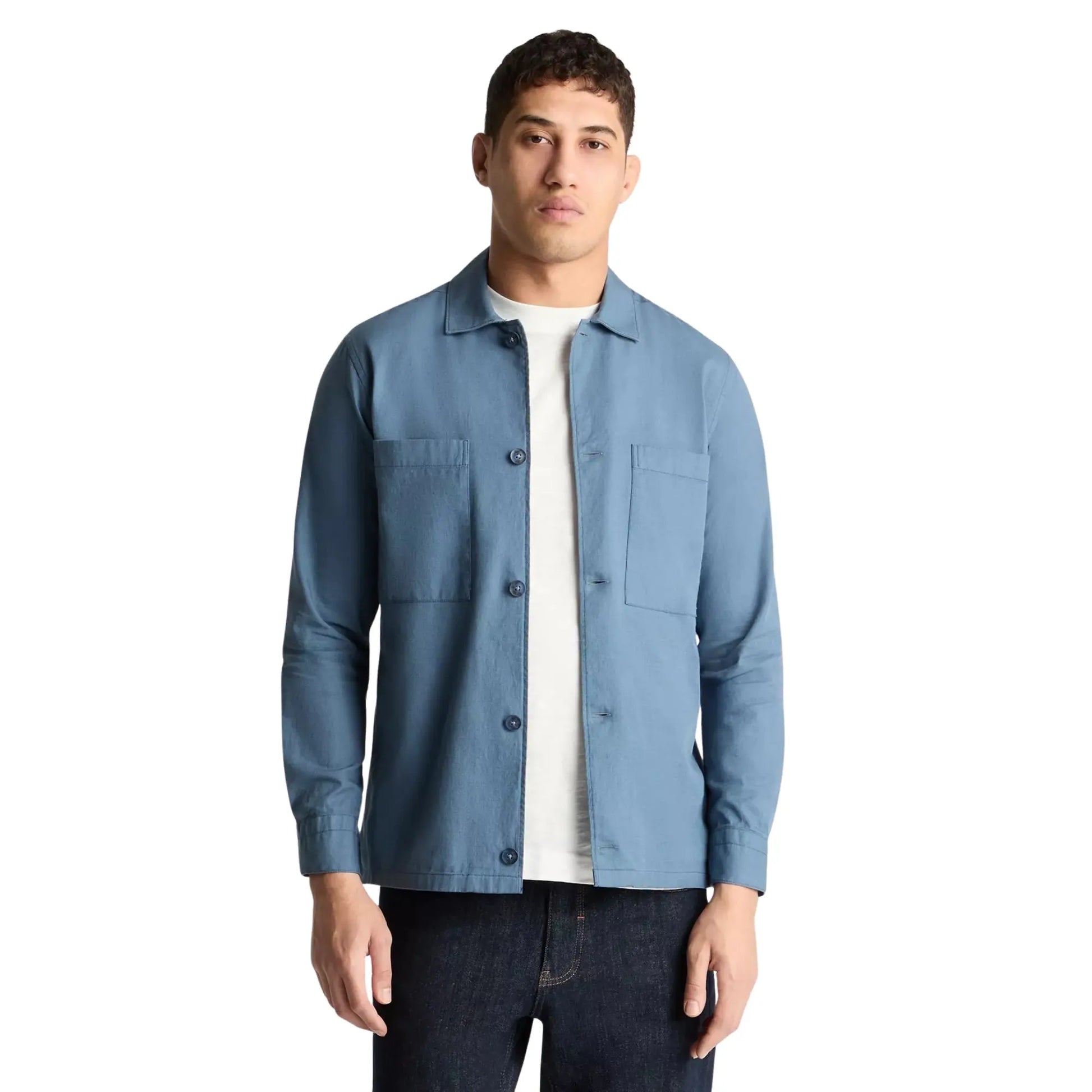 Buy Remus Uomo Patch Pocket Cotton Shirt - Blue | Overshirtss at Woven Durham