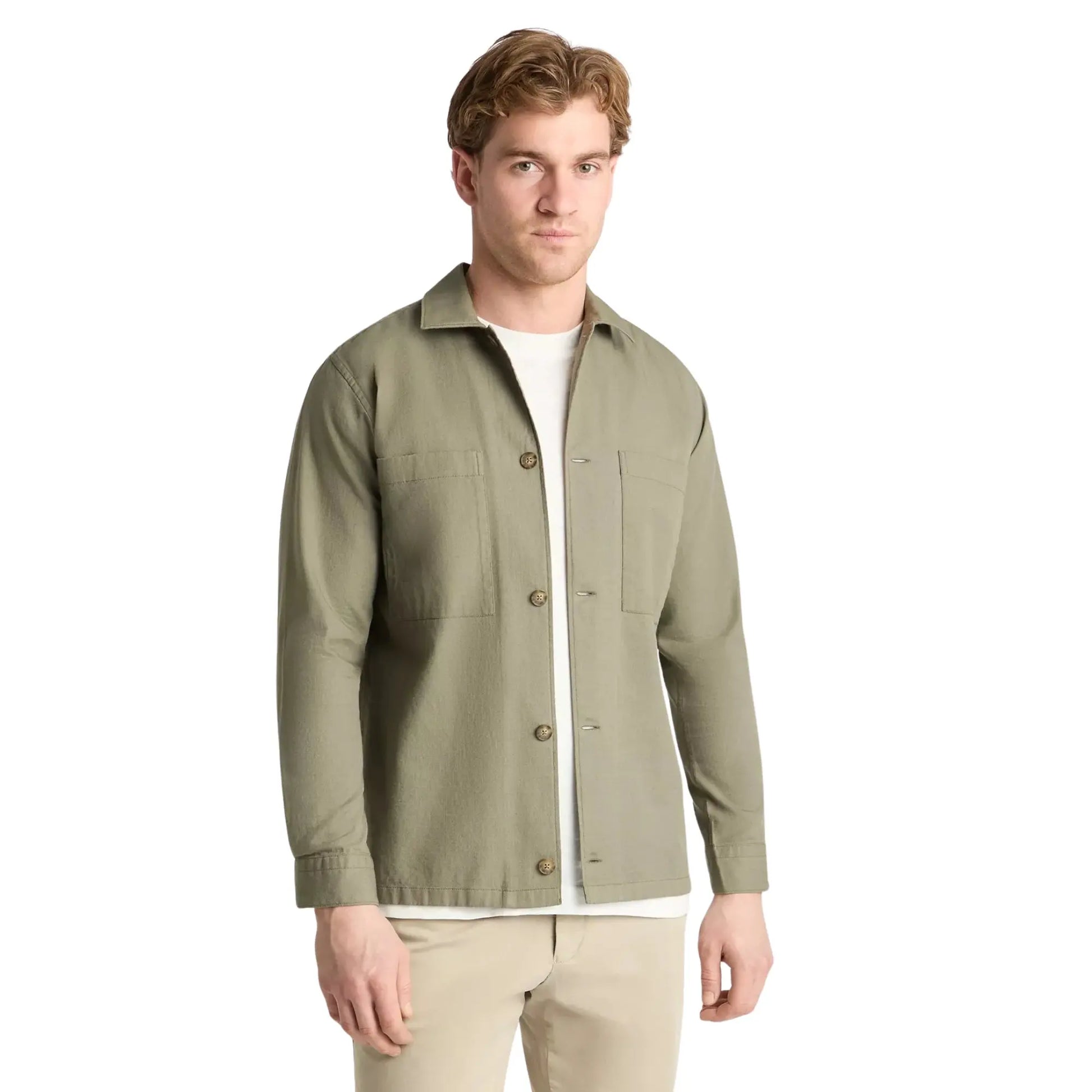 Buy Remus Uomo Patch Pocket Cotton Shirt - Green | Overshirtss at Woven Durham
