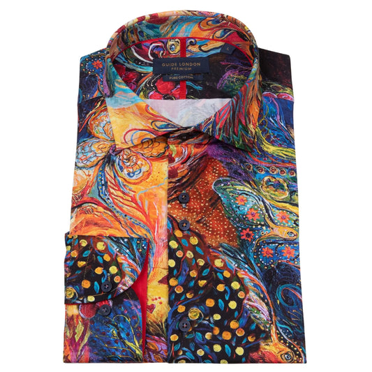 Buy Guide London Peacock Print Long-Sleeve Shirt - Multi (Copy) | Long-Sleeved Shirtss at Woven Durham