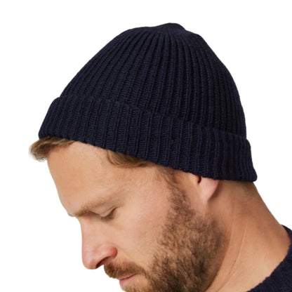 Buy Peregrine Porter Navy Ribbed Beanie | Wool Hatss at Woven Durham