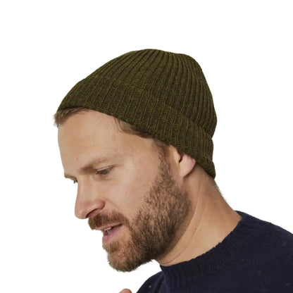 Buy Peregrine Porter Olive Ribbed Beanie | Wool Hatss at Woven Durham