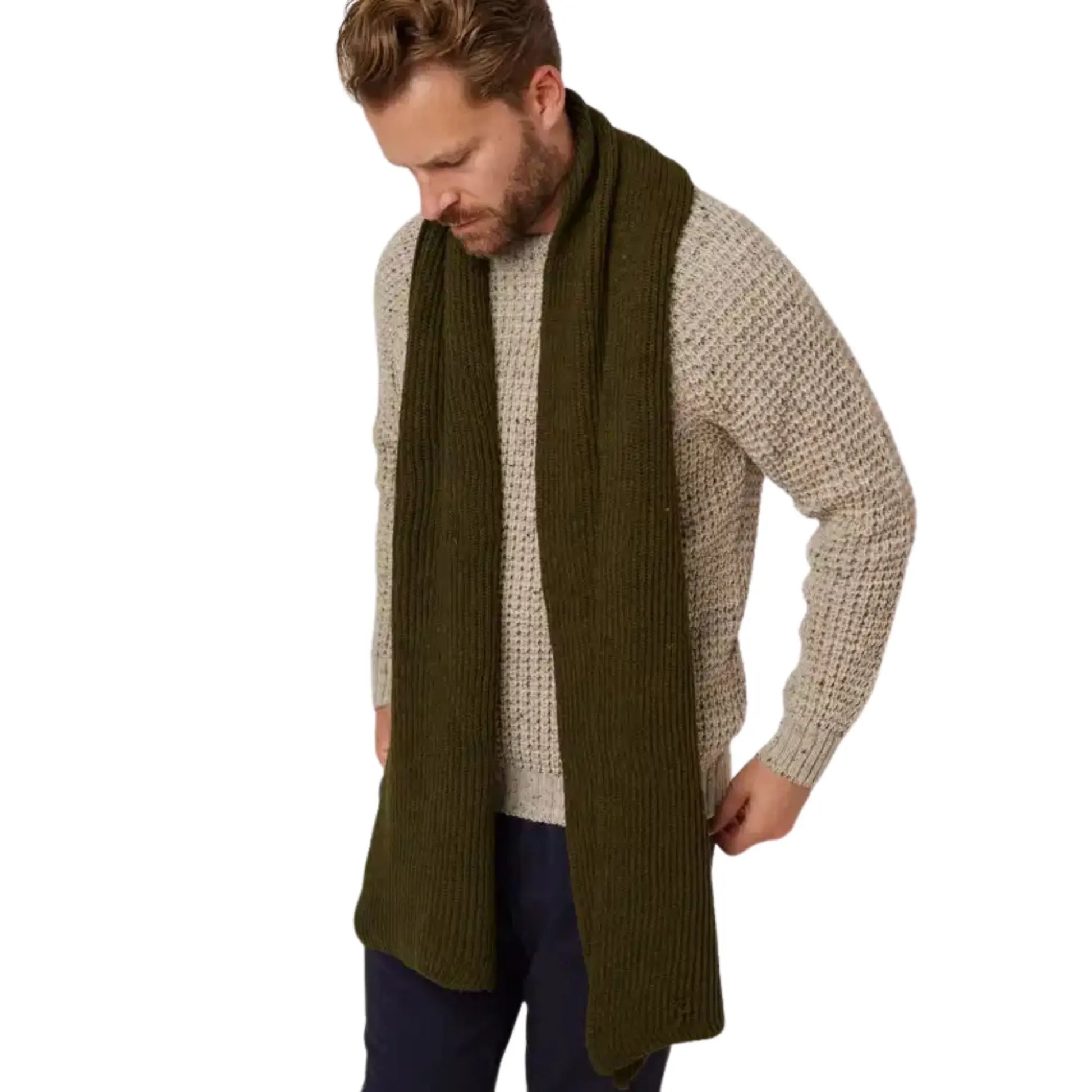 Buy Peregrine Porter Olive Ribbed Scarf | Scarvess at Woven Durham