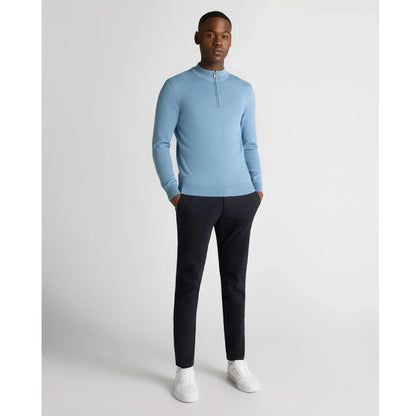 Buy Remus Uomo Three-Quarter Zip Jumper - Sky Blue | Crew-Neck Jumperss at Woven Durham