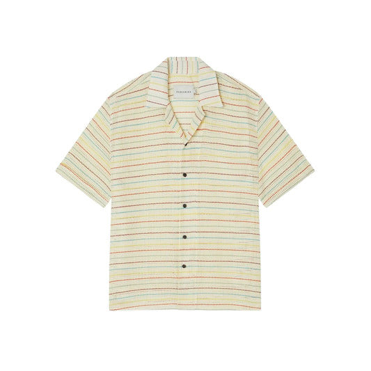 Buy Peregrine Quay Cuban Collar Shirt - Sunset Stripe | Short-Sleeved Shirtss at Woven Durham