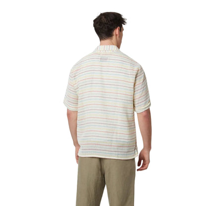 Buy Peregrine Quay Cuban Collar Shirt - Sunset Stripe | Short-Sleeved Shirtss at Woven Durham