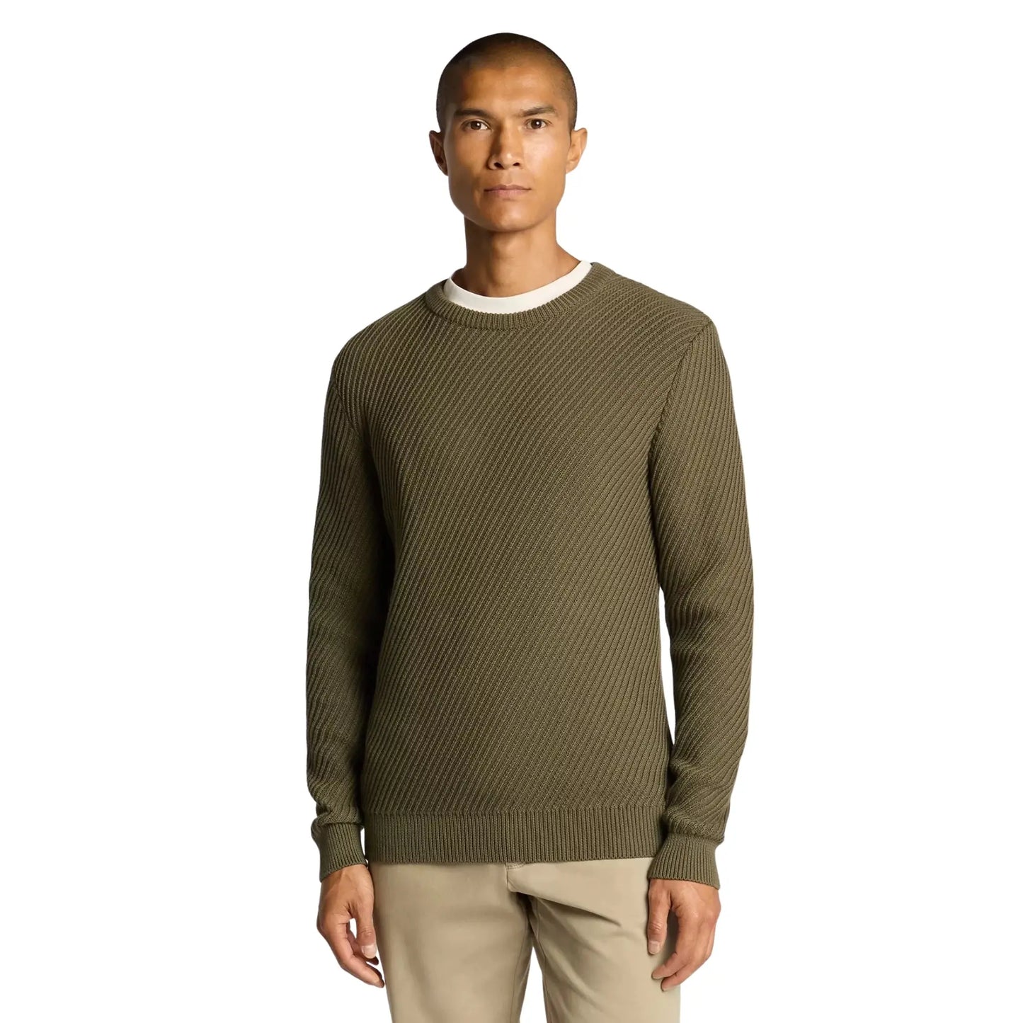 Buy Remus Uomo Ribbed Crew-Neck Jumper - Green | Crew-Neck Jumperss at Woven Durham