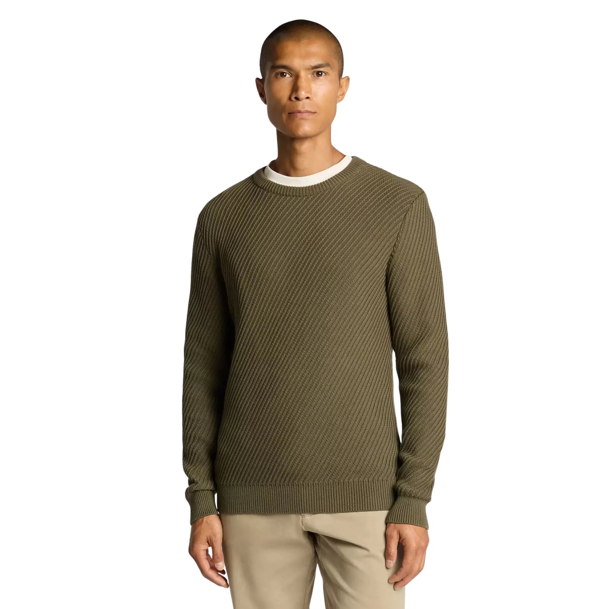 Buy Remus Uomo Ribbed Crew-Neck Jumper - Green | Crew-Neck Jumperss at Woven Durham