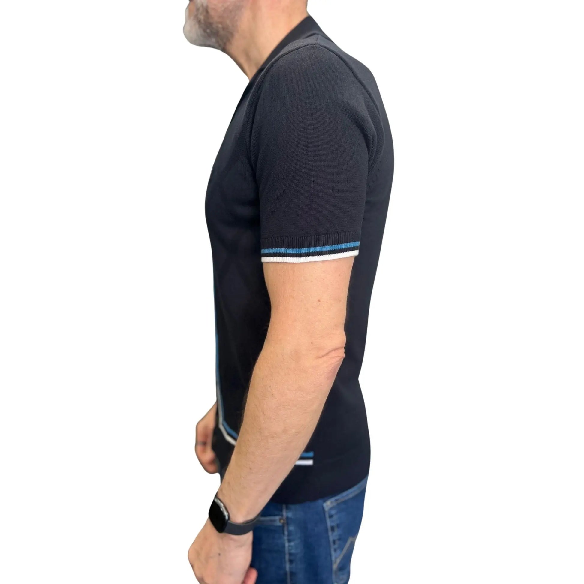Buy Gabicci Vintage Ross Button Thru Polo - Navy | Short-Sleeved Polo Shirtss at Woven Durham
