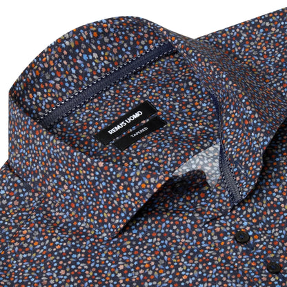 Buy Remus Uomo Seville Leaf Print Shirt - Navy | Long-Sleeved Shirtss at Woven Durham