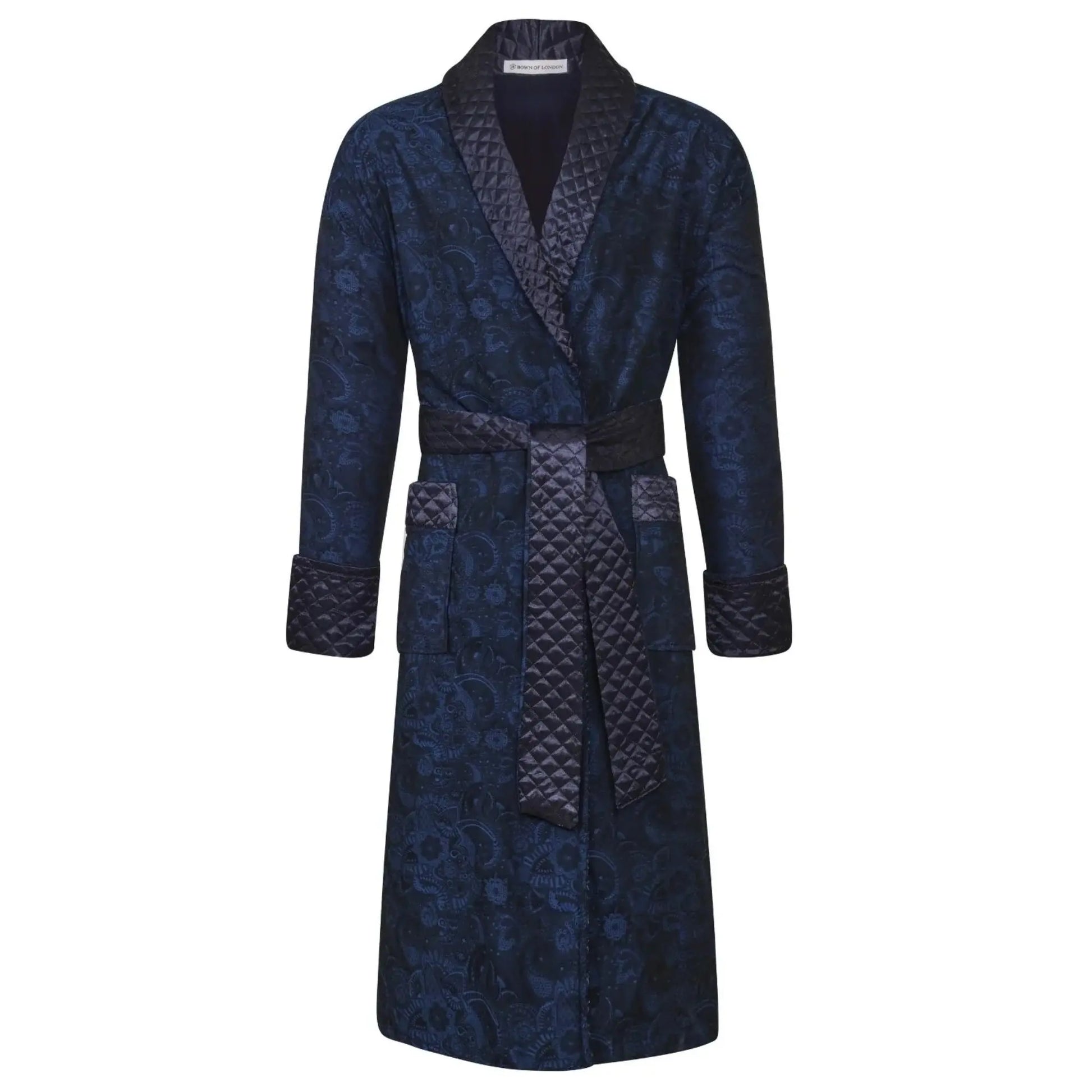 Buy Bown of London Sherlock Long Smoking Jacket - Navy | Nightgownss at Woven Durham